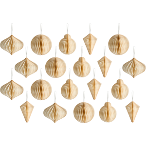 Beliani Set of 20 Christmas Tree Ornaments JOLSTRA Paper Beige Beliani Set of 20 Christmas Tree Ornaments JOLSTRA Paper Beige