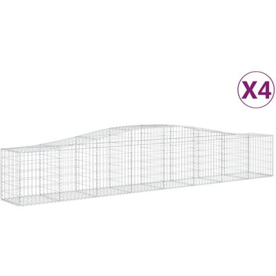vidaXL Galvanized Iron Arched Gabion Baskets Set of 4 - Garden Decor vidaXL Galvanized Iron Arched Gabion Baskets Set of 4 - Garden Decor
