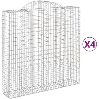 vidaXL Arched Gabion Wall - Galvanized Iron Garden Barrier vidaXL Arched Gabion Wall - Galvanized Iron Garden Barrier