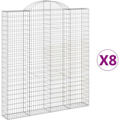 vidaXL Arched Gabion Basket - 8 pcs - Galvanised Iron vidaXL Arched Gabion Basket - 8 pcs - Galvanised Iron