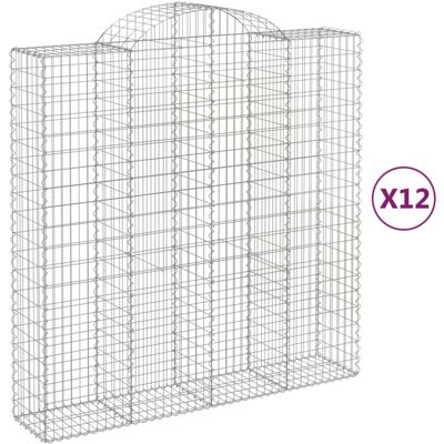 vidaXL Arched Gabion Basket - 12 pcs, 200x50x200/220 cm, Galvanised Iron vidaXL Arched Gabion Basket - 12 pcs, 200x50x200/220 cm, Galvanised Iron