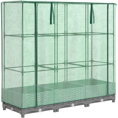 vidaXL Raised Bed with Greenhouse Cover - Light Grey - 120x40x123cm vidaXL Raised Bed with Greenhouse Cover - Light Grey - 120x40x123cm