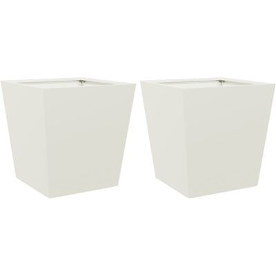 vidaXL White Garden Planters 40x40x40 cm - Garden Planters vidaXL White Garden Planters 40x40x40 cm - Garden Planters
