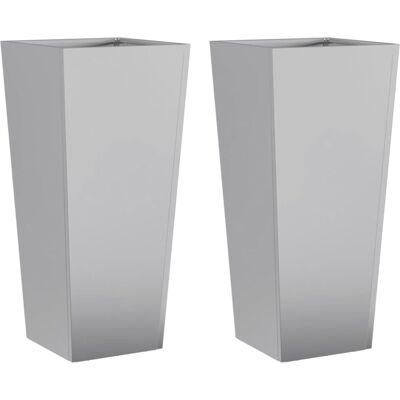 vidaXL Garden Planters Outdoor Flower Pot Planter Box 2 pcs Galvanised Steel vidaXL Garden Planters Outdoor Flower Pot Planter Box 2 pcs Galvanised Steel