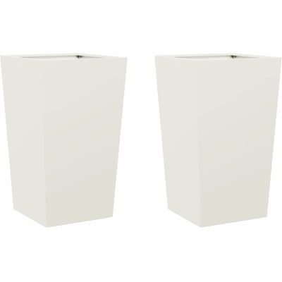 vidaXL Steel Garden Planters White 2 pcs 45x45x75 cm - Garden Planters vidaXL Steel Garden Planters White 2 pcs 45x45x75 cm - Garden Planters