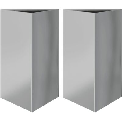vidaXL Garden Planters Flower Pot Planter 2 pcs Triangular Galvanized Steel vidaXL Garden Planters Flower Pot Planter 2 pcs Triangular Galvanized Steel