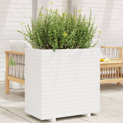 vidaXL Garden Planter White 70x40x72 cm Solid Wood Pine - Garden Planter vidaXL Garden Planter White 70x40x72 cm Solid Wood Pine - Garden Planter