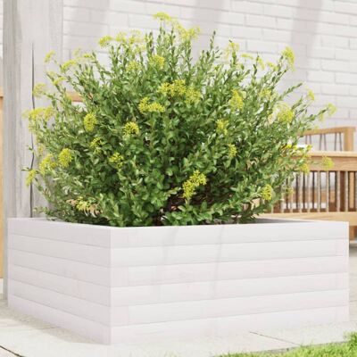 vidaXL Garden Planter Outdoor Flower Pot Planter Pot White Solid Wood Pine vidaXL Garden Planter Outdoor Flower Pot Planter Pot White Solid Wood Pine