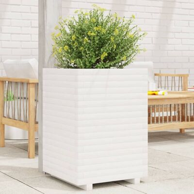 vidaXL Garden Planter White 50x50x72 cm Solid Wood Pine - Garden Planter vidaXL Garden Planter White 50x50x72 cm Solid Wood Pine - Garden Planter