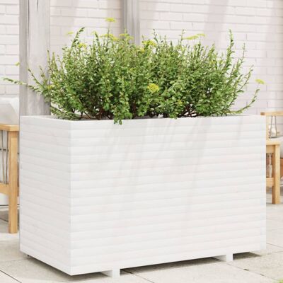 vidaXL Garden Planter White 110x60x72 cm Solid Wood Pine - Garden Planter vidaXL Garden Planter White 110x60x72 cm Solid Wood Pine - Garden Planter
