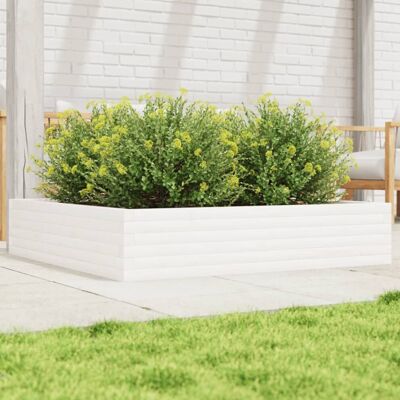 vidaXL White Garden Planter 110x110x23 cm Solid Wood Pine - Garden Planter vidaXL White Garden Planter 110x110x23 cm Solid Wood Pine - Garden Planter