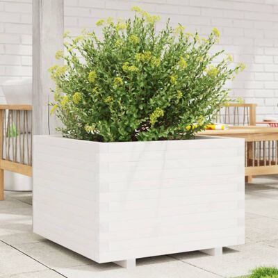 vidaXL Garden Planter White 70x70x49.5 cm Solid Wood Pine - Garden Planter vidaXL Garden Planter White 70x70x49.5 cm Solid Wood Pine - Garden Planter