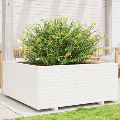 vidaXL Garden Planter White 110x110x49.5 cm Solid Wood Pine - Garden Planter vidaXL Garden Planter White 110x110x49.5 cm Solid Wood Pine - Garden Planter