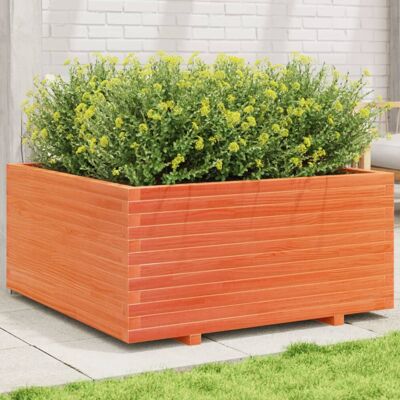 vidaXL Garden Planter Outdoor Flower Pot Planter Pot Wax Brown Solid Wood Pine vidaXL Garden Planter Outdoor Flower Pot Planter Pot Wax Brown Solid Wood Pine