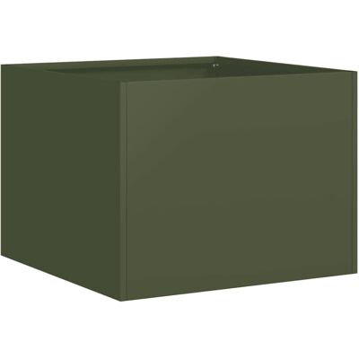 vidaXL Olive Green Steel Flower Pot - Gardening vidaXL Olive Green Steel Flower Pot - Gardening