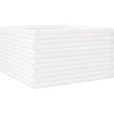vidaXL Garden Planter White 80x80x46 cm Solid Wood Pine - Garden Planter vidaXL Garden Planter White 80x80x46 cm Solid Wood Pine - Garden Planter