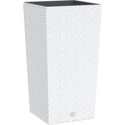 vidaXL White Rattan Planter with Removable Insert - 21/49 L vidaXL White Rattan Planter with Removable Insert - 21/49 L