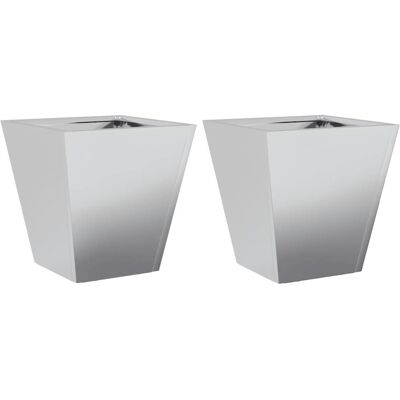vidaXL Garden Planters Outdoor Flower Pot Planter Box 2 pcs Galvanised Steel vidaXL Garden Planters Outdoor Flower Pot Planter Box 2 pcs Galvanised Steel