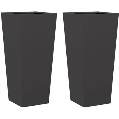 vidaXL Garden Planters Black 2 pcs 35x35x75 cm Steel - Garden Planters vidaXL Garden Planters Black 2 pcs 35x35x75 cm Steel - Garden Planters