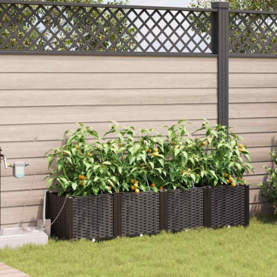 Vidaxl Garden Pots with Irrigation System 4 pcs Brown Vidaxl Garden Pots with Irrigation System 4 pcs Brown