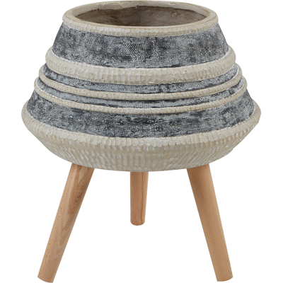 Beliani Athaea - Handmade Painted Plant Pot with Wooden Legs - Industrial Style Beliani Athaea - Handmade Painted Plant Pot with Wooden Legs - Industrial Style