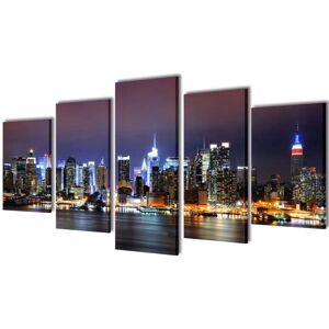 VidaXL Canvas Wall Print Set Colourful New York Skyline 100 x 50 cm VidaXL Canvas Wall Print Set Colourful New York Skyline 100 x 50 cm