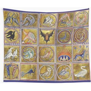 BearLad Tapestry 60x50inch MEDIEVAL BESTIARY, FANTASTIC ANIMALS IN GOLD RED BLUE COLORS BearLad Tapestry 60x50inch MEDIEVAL BESTIARY, FANTASTIC ANIMALS IN GOLD RED BLUE COLORS