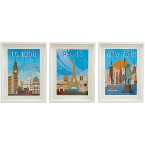 Carousel Home Set of 3 White Framed Capital City Prints London Paris & New York Travel Poste Carousel Home Set of 3 White Framed Capital City Prints London Paris & New York Travel Poste