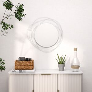 HOMCOM Metal Wall Art 65cm Round Mirror for Living Room Dining Room Silver HOMCOM Metal Wall Art 65cm Round Mirror for Living Room Dining Room Silver