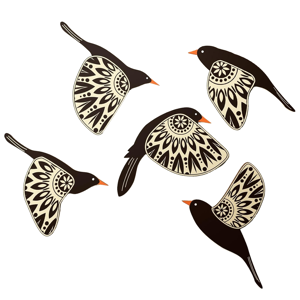 merkkitön 5Pcs Wooden Bird Wall Art Wood Flying Birds Wall Decor Black merkkitön 5Pcs Wooden Bird Wall Art Wood Flying Birds Wall Decor Black