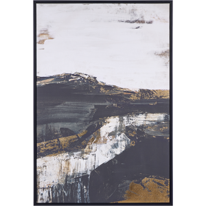 Beliani Canvas Art Print Black and White - 93 x 63 cm Modern Geometric MDF Frame Beliani Canvas Art Print Black and White - 93 x 63 cm Modern Geometric MDF Frame