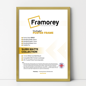 Framorey (30x40 CM) Thin Matt Gold Picture Frame / Wall Art Frames / Flat Wooden Effect P Framorey (30x40 CM) Thin Matt Gold Picture Frame / Wall Art Frames / Flat Wooden Effect P