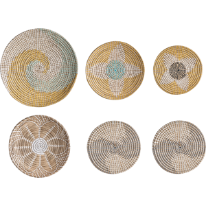 Beliani Set of 6 Wall Decor - Seagrass Multicolour Beliani Set of 6 Wall Decor - Seagrass Multicolour