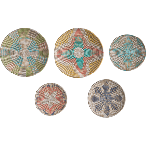 Beliani Seagrass Wall Decor Set - Rustic Handmade Wall Plates Beliani Seagrass Wall Decor Set - Rustic Handmade Wall Plates