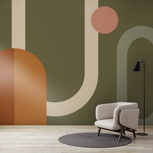 Superfresco Easy Oval Geo Pop Khaki Print To Order 3m x 2.8m Mural Wallpaper R Superfresco Easy Oval Geo Pop Khaki Print To Order 3m x 2.8m Mural Wallpaper R
