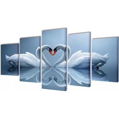vidaXL Canvas Wall Print Set Swan 200x100cm Home Artwork Picture Sketches vidaXL Canvas Wall Print Set Swan 200x100cm Home Artwork Picture Sketches