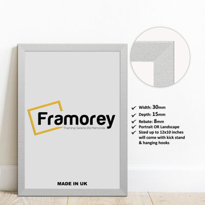 Framorey (90x60 CM) Silver Picture Frame / Wall Art Frames / Flat Wooden Effect Poster Fr Framorey (90x60 CM) Silver Picture Frame / Wall Art Frames / Flat Wooden Effect Poster Fr