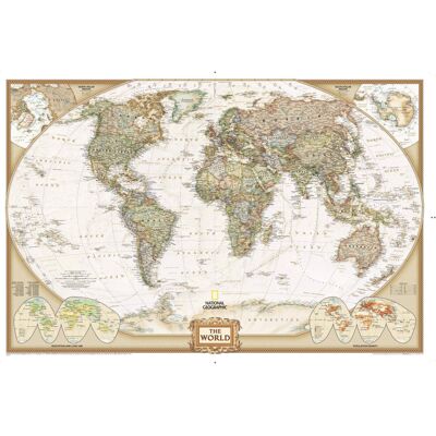 National Geographic Maps: World Executive Wall Map - Poster Size - Antique Style National Geographic Maps: World Executive Wall Map - Poster Size - Antique Style