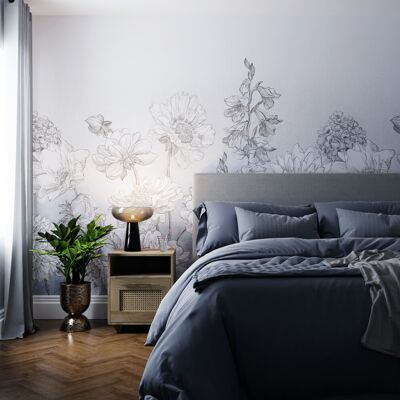 Superfresco Easy Muted Floral Light Blue Print To Order 3m x 2.8m Mural Wallpa Superfresco Easy Muted Floral Light Blue Print To Order 3m x 2.8m Mural Wallpa