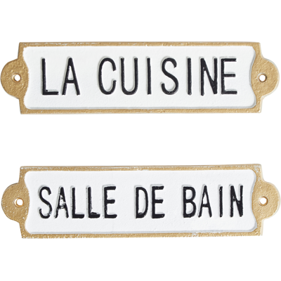 Beliani - Wall Decoration - Rectangular Metal Plaques Vintage White - 24x6cm Beliani - Wall Decoration - Rectangular Metal Plaques Vintage White - 24x6cm