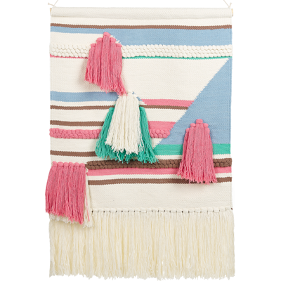Beliani Wall Hanging - Multicolour Cotton Handwoven with Tassels - Wall Décor for Living Room Bedroom Beliani Wall Hanging - Multicolour Cotton Handwoven with Tassels - Wall Décor for Living Room Bedroom