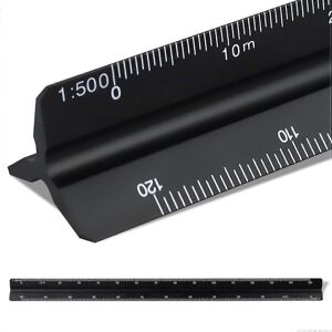 Unbranded (As show, One size) 30cm Scale Ruler, Metal Triangular Ruler for Architects 1:10 Unbranded (As show, One size) 30cm Scale Ruler, Metal Triangular Ruler for Architects 1:10