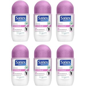 Sanex Dermo Invisible Roll On Antiperspirant 50ml, pack of 6, white Sanex Dermo Invisible Roll On Antiperspirant 50ml, pack of 6, white