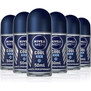 NIVEA MEN Cool Kick Roll-On Anti-Perspirant Deodorant Pack of 6 x 50ml, 48h Fres NIVEA MEN Cool Kick Roll-On Anti-Perspirant Deodorant Pack of 6 x 50ml, 48h Fres