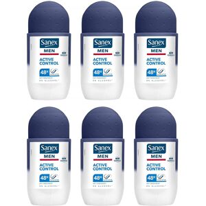 Sanex Men Active Control Antiperspirant Roll On Deodorant 50ml, Pack of 6, white Sanex Men Active Control Antiperspirant Roll On Deodorant 50ml, Pack of 6, white