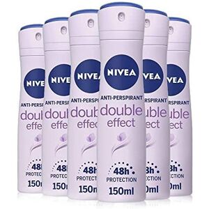 NIVEA Anti-Perspirant Deodorant Spray Double Effect Pack of 6 (6 x 150ml), 48hr NIVEA Anti-Perspirant Deodorant Spray Double Effect Pack of 6 (6 x 150ml), 48hr