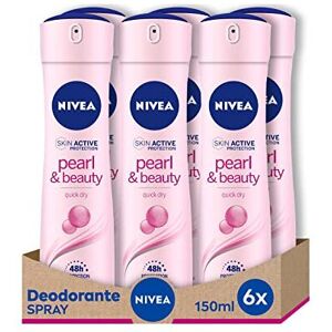 Nivea Pearl & Beauty Women's Deodorant Spray in Pack of 6 x 150 ml with Pearl Ex Nivea Pearl & Beauty Women's Deodorant Spray in Pack of 6 x 150 ml with Pearl Ex
