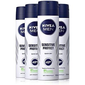NIVEA MEN Anti-Perspirant Deodorant Spray Sensitive Protect Pack of 4 (4 x 150ml NIVEA MEN Anti-Perspirant Deodorant Spray Sensitive Protect Pack of 4 (4 x 150ml