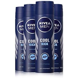NIVEA MEN Cool Kick Anti-Perspirant Deodorant Spray Pack of 4 (4 x 150ml), Men's NIVEA MEN Cool Kick Anti-Perspirant Deodorant Spray Pack of 4 (4 x 150ml), Men's