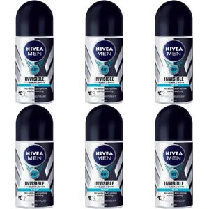 Nivea Men Black and White Invisible Deodorant Roll on 50 ml (Pack of 6) Nivea Men Black and White Invisible Deodorant Roll on 50 ml (Pack of 6)